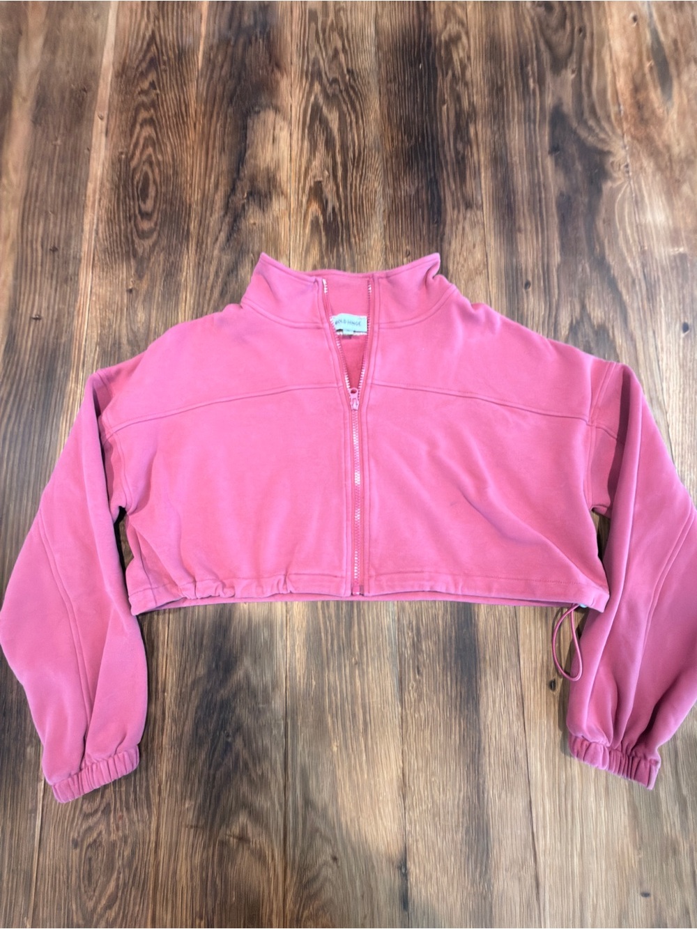 Cropped Half-Zip Crewneck Sweatshirt in Dusty Rose